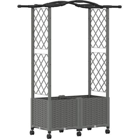Maison Exclusive - Letto Rialzato con Griglia e Tetto Grigio Chiaro PP (1/5)