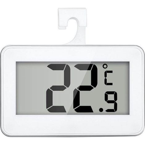 Lot de 2 mini thermomètres numériques pour réfrigérateur et congélateur, étanches et munis d'un crochet. Affichage facile à lire. Idéaux pour la maison et le bureau. Couleur : blanc. (1/4)