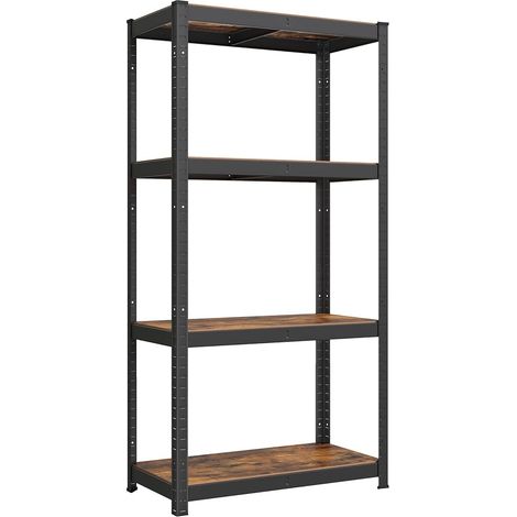 Songmics – Étagère de rangement 4 niveaux 40 x 80 x 160 cm – Capacité 520 kg – Planches réglables – Acier renforcé et MDF – Style industriel marron noir
