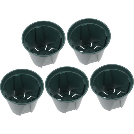 5 Pièces Pots de Fleurs Plastique des Racines Jardinières Rondes Respirantes pour Plantes Dintérieur et Extérieur Pots de Jardinage Durables et Ventilés Moyenne Verte (1/5)