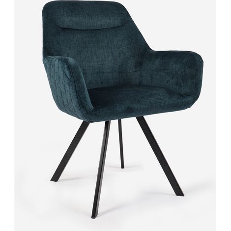 Poltrona in velluto con struttura in metallo Radiana - Blu