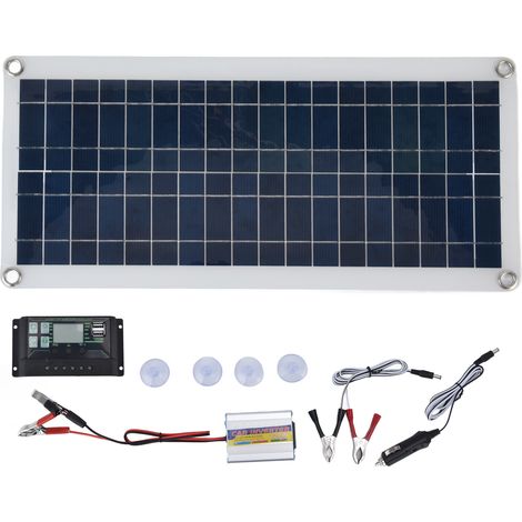 Kit solaire polycristallin 30A régulateur 220W onduleur pour randonnée camping bateau caravane (1/5)