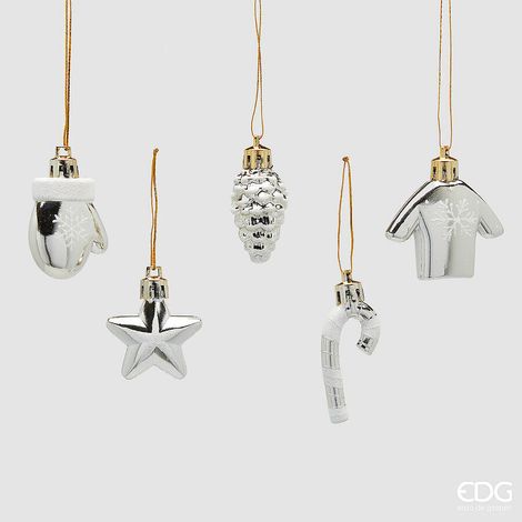 EDG Enzo De Gasperi Addobbo di Natale Decomix Ass. H 5 Cm Platinum 1 Pz