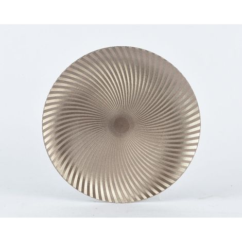 PIATTO DECORATIVO CHAMPAGNE CON MOTIVO A SPIRALE DORATA 33 CM KAEMINGK