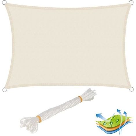 Voile d’ombrage rectangulaire en polyester, protection contre le soleil avec protection UV pour jardin ou camping,3x5 m, (1/4)