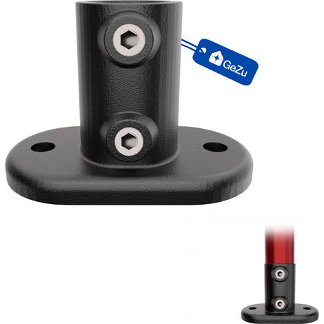Bride de base Ø42 mm galvanisé à chaud revêtement poudre noire – fixation garde‑corps raccord de rampe – Raccord ubulaire croix, kee klamp, connecteur voies – GeZu Impex