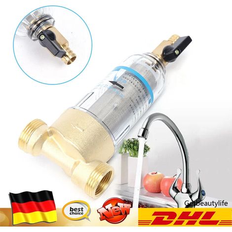 Vorderfilter Hauswasserfilter Edelstahlfilter Filter für Rost, Ablagerungen und Wurmeier, 20  8,9  6,35 cm