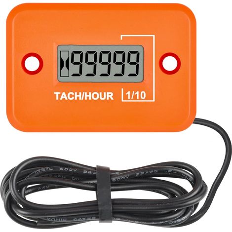 Compteur Horaire Tachymétrique,Conception et Affichage à 4 temps RPM en temps réel Heure Totale Accumulée,Conception étanche pour Générateur de VTT Moto(Orange-4) (1/5)