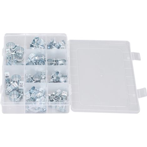 60-teiliges Schlauchschellen-Set mit Schneckengetriebe, verzinkter Eisenrohrschraubstock, flexible Schlauchschelle für Wasserschläuche, verstellbar für Rohrleitungen (1/5)