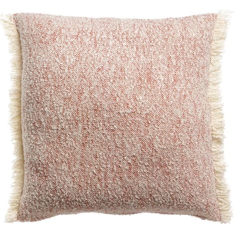 Coussin Décoratif 45 x 45 cm en Bouclette de Coton et Polyester Recyclé avec Franges - PANGIVO (1/3)