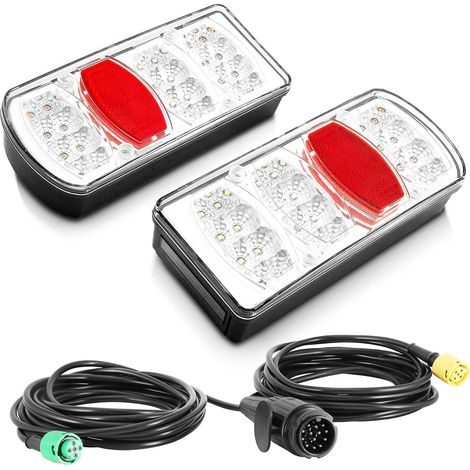 Feux Remorque LED 13 broches 12/24V 7Functions Kit Éclairage Remorque 13 broches avec 5.5M Précablé Feu Arriere pour Remorque (1/5)