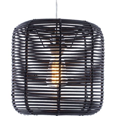 Litecraft Light Shade 28.5cm Easy Fit Rattan Ceiling Lampshade – Black (1/5)