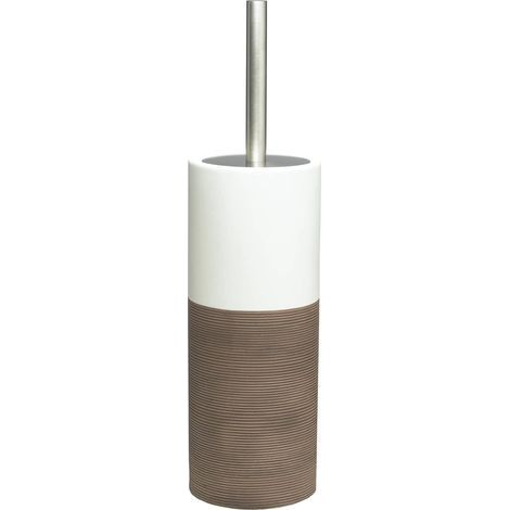 1 - Porte-brosse WC - Porcelaine - Design élégant avec couvercle hermétique pour salle de bain marron 12x12cm (1/5)