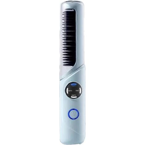 Peigne lisseur électrique chauffant rechargeable et portable à ions négatifs anti-brûlure, idéal pour la maison et les voyages. (1/5)