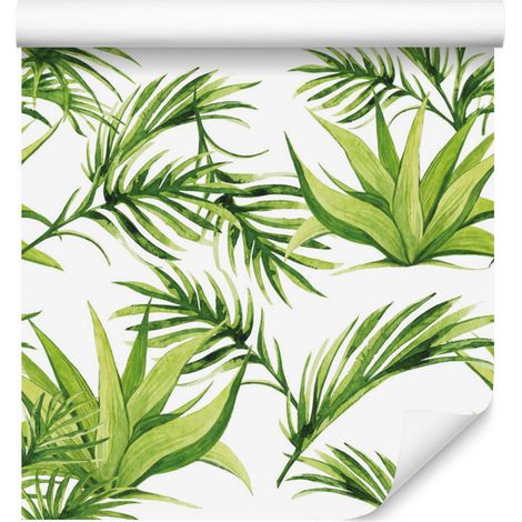 Papier peint à motifs de feuilles vertes pour salon et chambre 50x1000 cm (1/5)