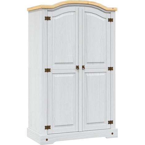 Kleiderschrank Mexiko-Stil Kiefernholz 2 Türen Weiß