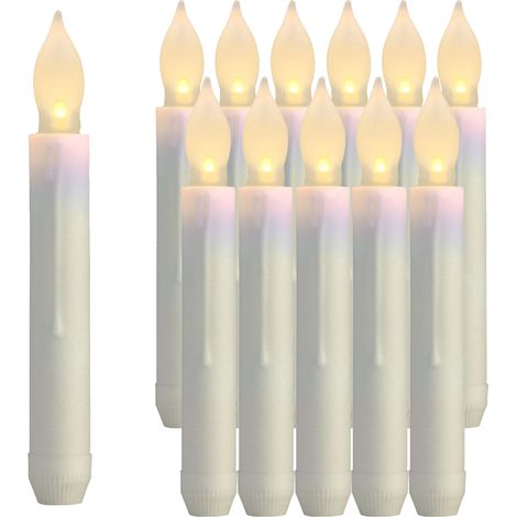 Ortviai Bougies LED sans flamme 12 pièces, bougies coniques hautes avec effet flamme chaude, décoration de Noël et événements (1/4)