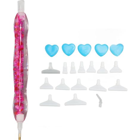 Stylo en résine transparente en forme de fleur de 15,8 cm, kit de peinture diamant, stylo pour art diamant, kit d'accessoires pour peinture diamant, fleur rouge (1/5)