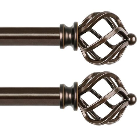 2 Pièce Tringle à Rideaux Extensible 80 à 148cm, Tringle Rideaux Bronze Pour Fenetre Balcons Chambres, Tringle avec Extrémité de Cage Torsadée (1/5)