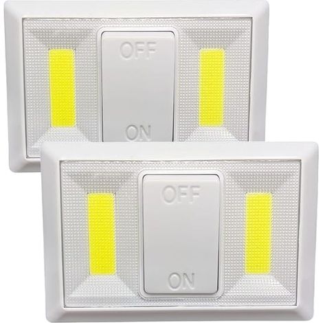 2 x LED Night Lights with On/Off Switch for Hallway, Bedroom, Kitchen, Dressing Room, AAA Batteries (Not Included) (1/5)