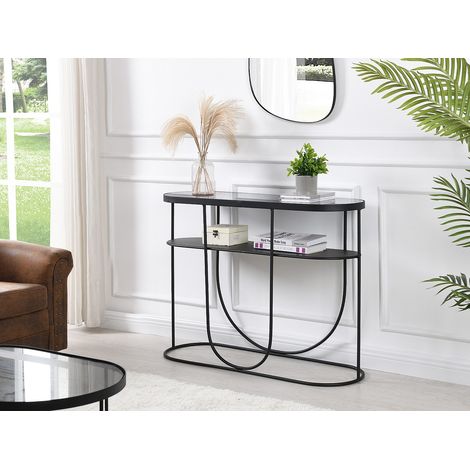 Console avec 1 étagère en métal et verre fumé - Noir et Transparent - PRETORIA (1/4)
