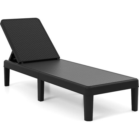 COSTWAY Lettino Prendisole Sdraio Da Giardino Sedia A Sdraio Esterno Schienale Reclinabile Regolabile Resina Pp Effetto Rattan Resistente Impermeabile Leggero (1/5)