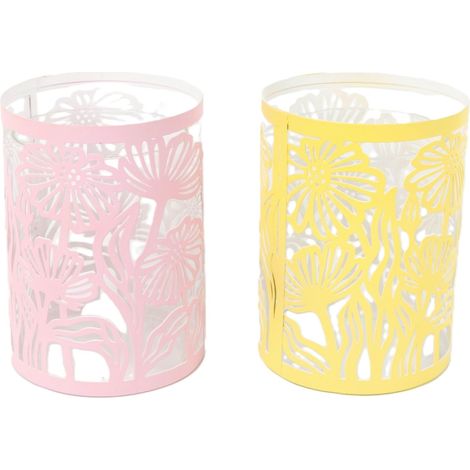 TrendLine Windlicht Blumen Metall/Glas Ø 9 x 12,5 cm 2-fach sortiert Windlicht