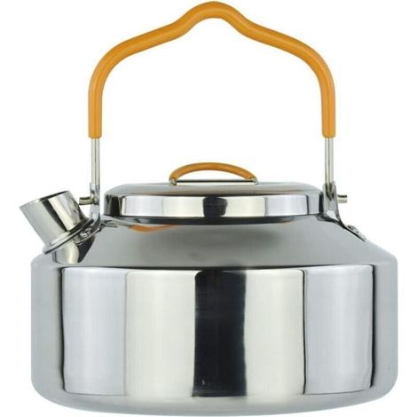 Bouilloire de camping en acier inoxydable 1L, durable et compacte, idéale pour la pêche, la survie, la randonnée, les activités de plein air et les pique-niques. (1/4)
