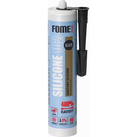 Sellador de silicona sanitaria negro FOME FLEX 102 Sanitary – Acético – Sellado para cocina y baño – Antimoho