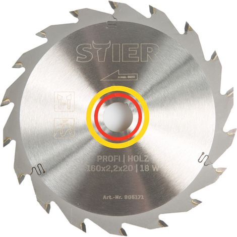 Lame de scie circulaire STIER Profi, bois, 160x2,2x20 18W, angle de coupe 25° (1/5)