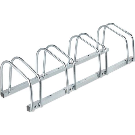 Portabici regolabile per 4 biciclette garage esterno 67 x 28 x 30 cm in acciaio zincato argentato 130012030