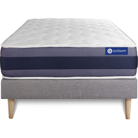 Actiflex morpho matratze 80x190cm + Bettgestell mit lattenrost - Dicke : 24cm - Taschenfederkern und Memory-schaum - H3