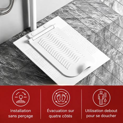 Couvercle et marchepied renforcé anti-odeur pour toilettes à la turque avec plaques de fixation 800 55 × 28 × 2 cm 100 g – Livraison gratuite