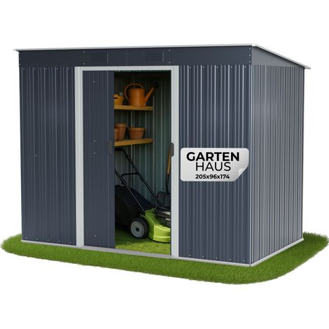 Haus Strend Pro, Garten, Blech, Anthrazit, mit Basis, 217 x 110 x 174 cm (1/5)