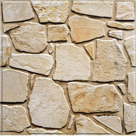 Panneaux Muraux 3D Effet Pierre Brique Autocollant. 12 Pièces. Papier Peint Brique Auto Adhesif Mural 3D. 30 x 30 cm. PVC Revêtement Mural Imperméable pour Salon Cuisine Cheminée Chambre (1/5)