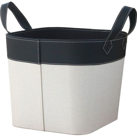 Trendline Holzkorb Kunstleder 34 x 32 x 30 cm weiß/schwarz Korb