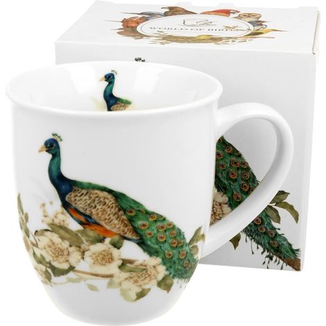 Taza de porcelana de 400 ml PAVO REAL - Mundo de las aves / Animales (1/5)