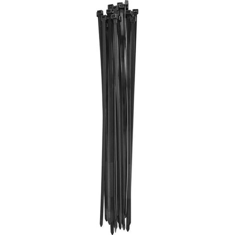 Lot de 25 serre-câbles en nylon PA66 pour extérieur, 450 x 7,6 mm - Pour faisceau de câbles max. Ø 12,5 cm - Gestion des câbles résistante auto-bloquant pour jardin, maison et atelier - Noir (1/5)