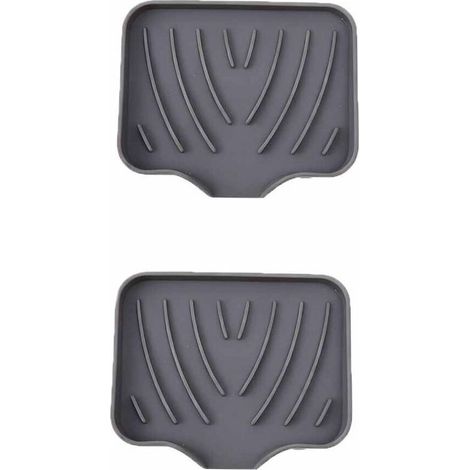 Ensemble de deux porte-savons en silicone, porte-savon de salle de bain avec trou d'évacuation, antidérapant, convient pour la douche, la cuisine et la baignoire (gris)