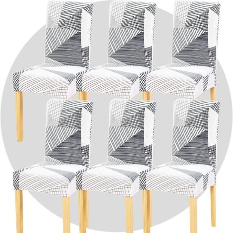 Housses de chaises lavables et amovibles pour cuisines, hôtels et restaurants - imprimé 6 pièces (1/5)