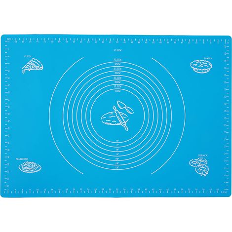 Lot de 1 tapis de pâtisserie en silicone antiadhésif avec échelles, bleu 45x65cm, pour étaler la pâte, ustensiles de cuisine. (1/5)