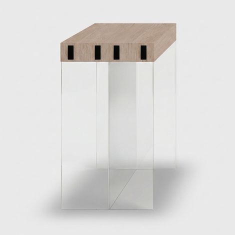 Console extensible gain de place en verre et mélaminé 195cm London - Gris (1/5)