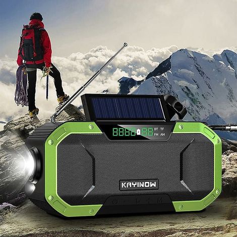 Radio D'Urgence - Bluetooth 5.0 - Radio Météo NOAA AM FM - Énergie Solaire Manivelle USB - Étanche IPX6 - Haut-Parleur Portable - 1 Pièce (1/5)