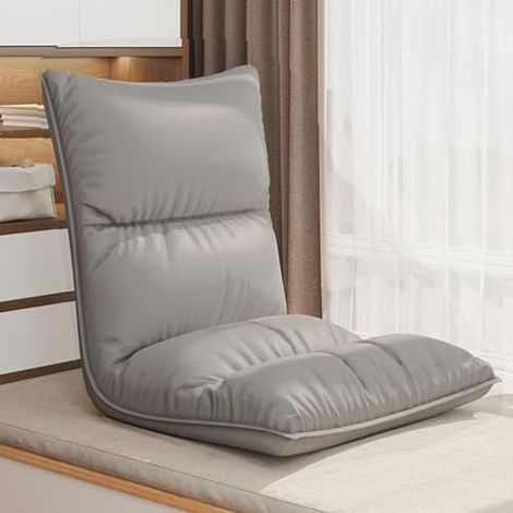 Fauteuil de sol gris réglable 6 positions, chaise inclinable confortable pour lecture, méditation, détente, salon et chambre (1/5)