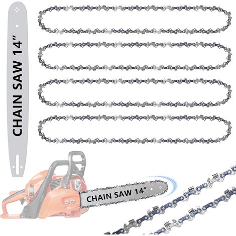 4 x 14-Inch Chainsaw Chains with Guide Length 35 cm, Chainsaw Chain, 52 Drive Links, 0.050 Gauge (1.3 mm), 3/8 Inch Chain Suitable for Various Chainsaws (1/5)