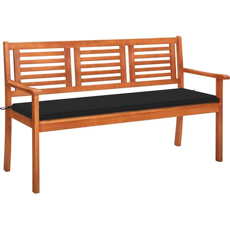 vidaXL Banco de jardín 3 plazas madera maciza eucalipto y cojín 150 cm (1/5)
