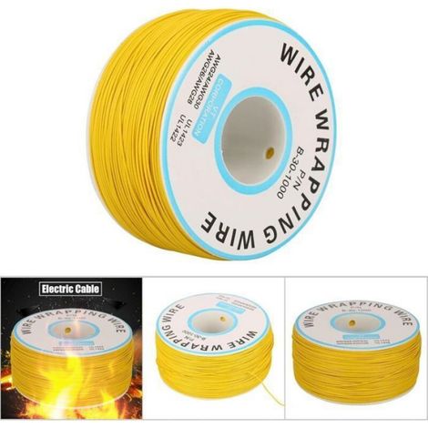 200m Rouleau de Cable électrique 0.25mm 30AWG 80℃ Cable de Test Isolant PVC Fil électrique en Cuivre Etamé à un Noyau pour Wrapping (1/5)
