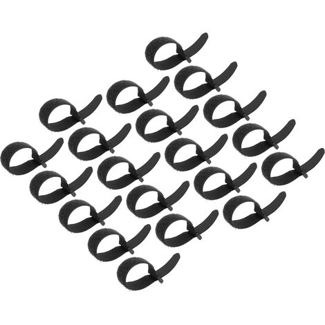 20 attaches câbles nylon réutilisables avec boucle et crochet, fermeture auto-agrippante 20x300mm noir pour organisation câbles