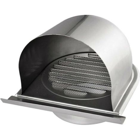 – Grille d'aération en acier inoxydable 150 mm – Grille de hotte ronde extérieure – Conception en U avec filet anti-insectes – Lattes à 45°