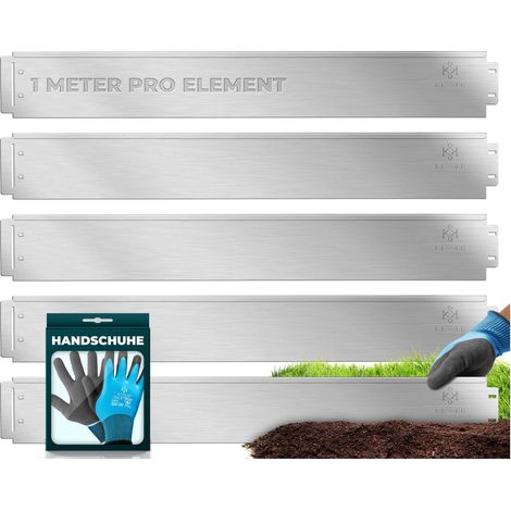 KESSER® Rasenkante Beeteinfassung Beetumrandung 5m 10m 15m 20m 25m 30m 35m 40m 45m 50m 100x14cm oder 100x18cm Beetbegrenzung Rasenbleche Mähkante   Silber / Länge 20m - Höhe 18cm (1/5)
